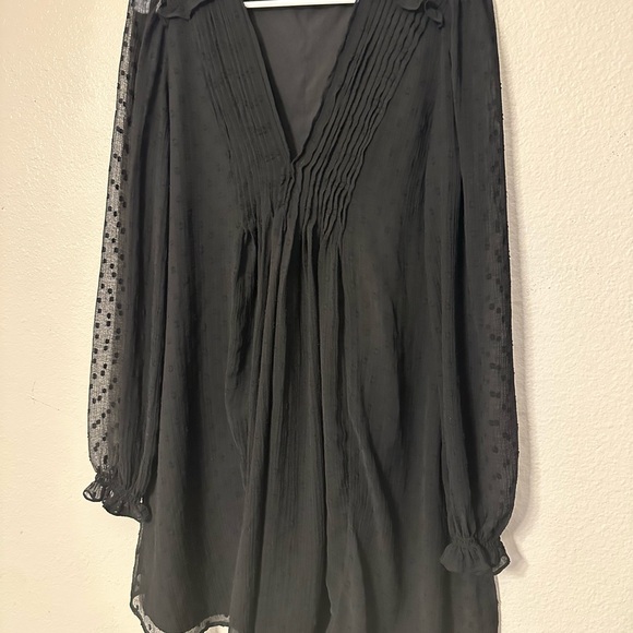 Zara Black Long Sleeve Dress with Sheer Details - Picture 5 of 6